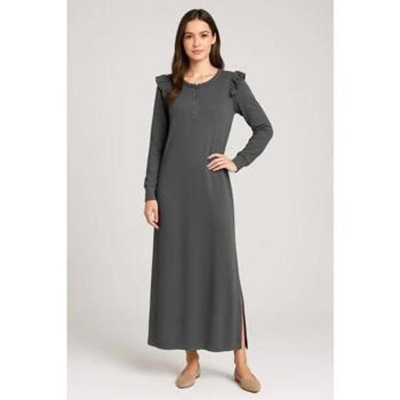 REVOLVE Dresses & Skirts - NWT Revolve by Z Supply Charcoal Ruffle Maxi dress Size M